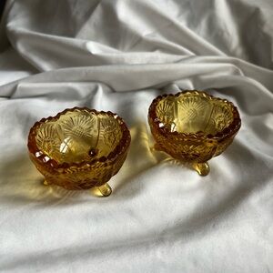 Vintage Amber Glass Footed salt cellar